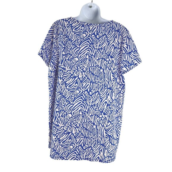 Lilly Pulitzer Etta Scoop Neck Top XL Martinique Blue Zee Bebe Cotton TP-3622 - Picture 4 of 8